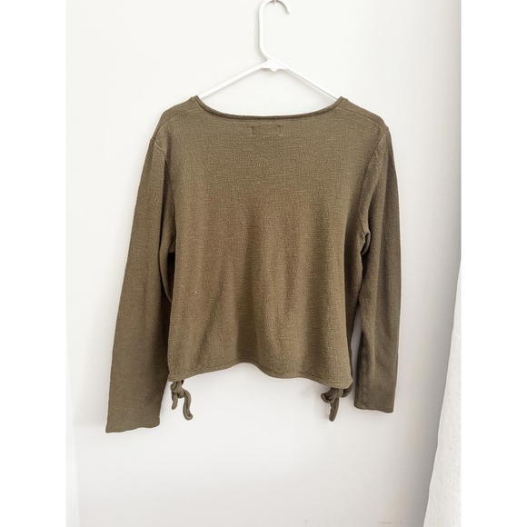 TEXTURE & THREAD Madewell Olive Green Textured Tie Top Women's L - Picture 6 of 6